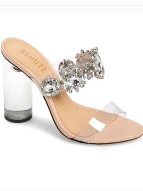 SCHUTZ Y2K Crystal Embellishment Heels Translucent PVC Wedding Bridal Cocktail